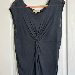 LOFT Dark Charcoal Knot-Front Sleeveless Top